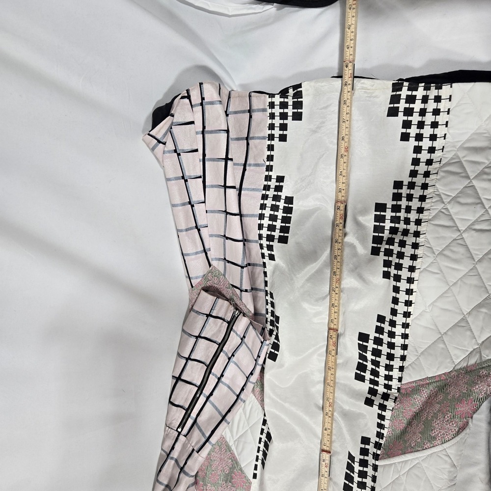 Custo Barcelona Quilted Patchwork Grid Print Art Summer Trenchcoat | Size US 8 - Picture 9 of 14